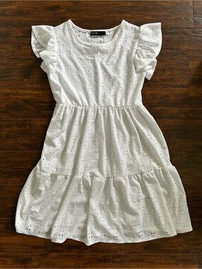 Brit & Bri Eyelet Ruffle Sleeve Dress